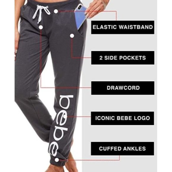 bebe Womens Sweatpants French Terry Jogger Lounge Sleep Pajamas 3X - Picture 2 of 7